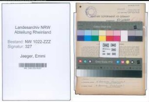 Entnazifizierung Emmi Jaeger , geb. 07.10.1917 (Haendlerin)