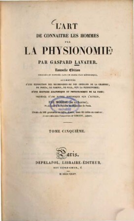 L' art de connaître les hommes par la physionomie : ornée de 600 gravures en taille-douce, 5 (1835)