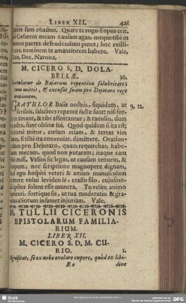 Liber XII. M. Cicero S. D. M. Curio