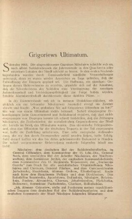 Grigoriews Ultimatum