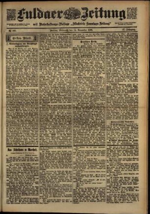 Erste Ausgabe vom Mittwoch, den 14. November 1900.