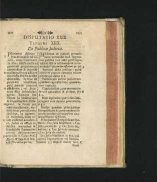 Disputatio XXIII. Titulus XIIX. De Publicis Iudiciis.
