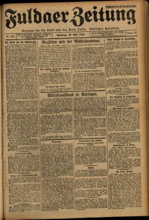 Erste Ausgabe vom Sonntag, den 30. Mai 1926.