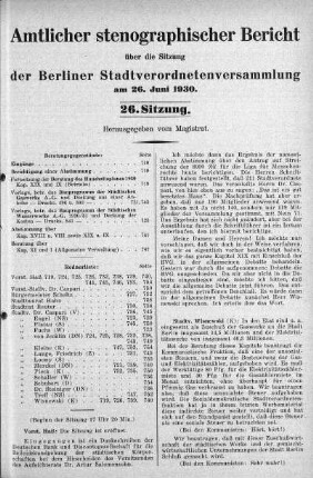 Sitzung 26, 26. Juni 1930