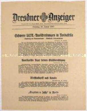 Nachrichtenblatt "Dresdner Anzeiger" u.a. zur politischen Lage in Nordafrika