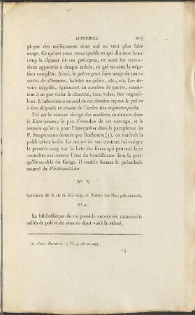 No. V. Specimen de la vie de Sivichay, et Notice des Mss. pali-siamois.