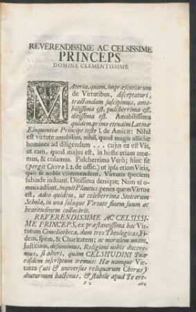 Reverendissime Ac Celsissime Princeps Domine Clementissime