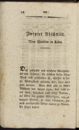 Zweyter Abschnitt. Vom Weinbau im Keller.