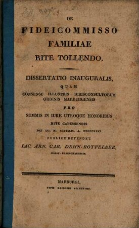 De fideicommisso familiae rite tollendo : Diss. inaug.