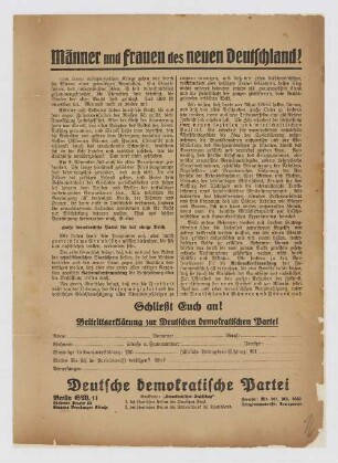 "Männer und Frauen des neuen Deutschland!"