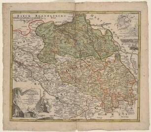 Topographische Karte der Lausitz (Niederlausitz und Oberlausitz)