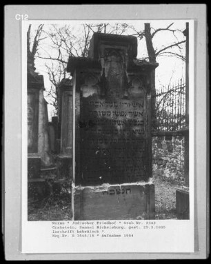 Grabstein von Samuel Nickelsburg (gestorben 1885.03.29)
