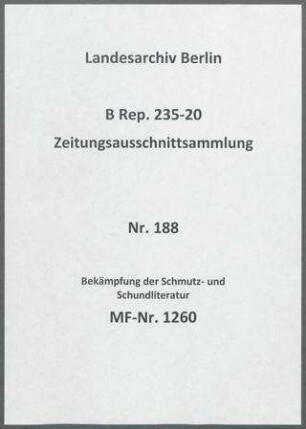 Bekämpfung der Schmutz- und Schundliteratur