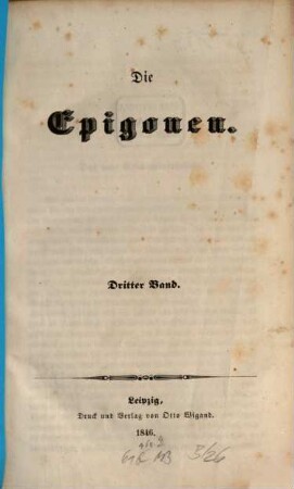 Die Epigonen. 3, 3. 1846