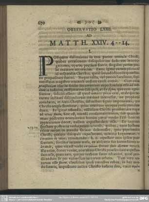 Observatio LXXII. Ad Matth. XXIV. 4 -- 14