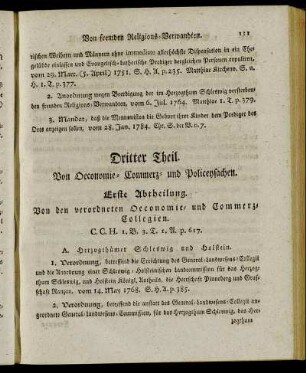 Dritter Theil. Von Oeconomie- Commerz und Policeysachen.