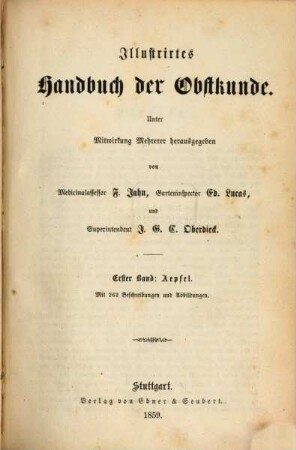 Illustrirtes Handbuch der Obstkunde. Band 1, Aepfel