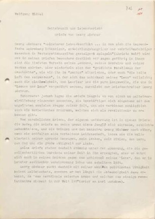 [W162]: Zeitchronik und Lebensbericht : Briefe von Georg Büchner