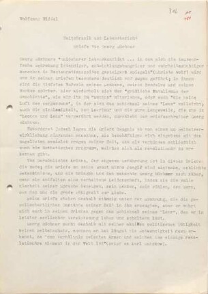 [W162]: Zeitchronik und Lebensbericht : Briefe von Georg Büchner