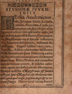 Perseus academicus : [sive Oratio de magistratu academico] Ienae, cum illustrissimus et celsissimus princeps ac dominus, Dn. Joannes Ernestus iunior, dux Saxoniae ... academiae Ienensis rector magnificentissimus decimum XXV. Februar. anno 1613 renunciaretur, publice in scenam introductus a M. Thoma Sagittario