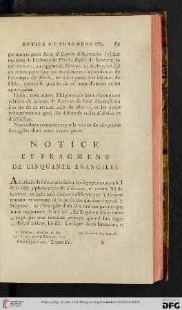 Notice et fragmens de cinquante evangiles