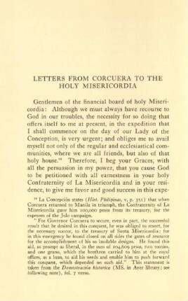 Letters from Corcuera to the Holy Misericordia