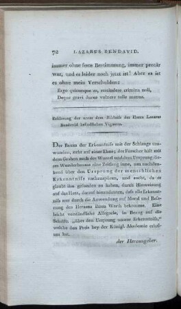 Erklärung der unter dem Bildniss des Herrn Lazarus Bendavid befindlichen Vignette