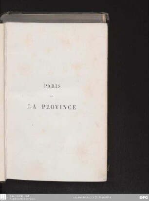Paris et la province