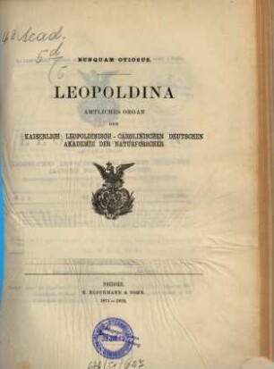 Leopoldina : Mitteilungen der Deutschen Akademie der Naturforscher Leopoldina, 5. 1865/66 (1871/72)