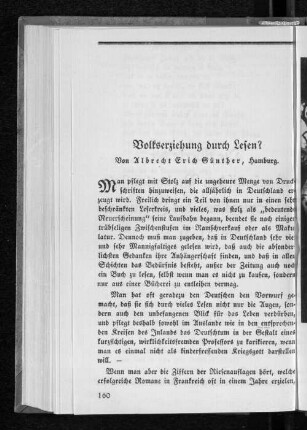 Volkserziehung durch Lesen?