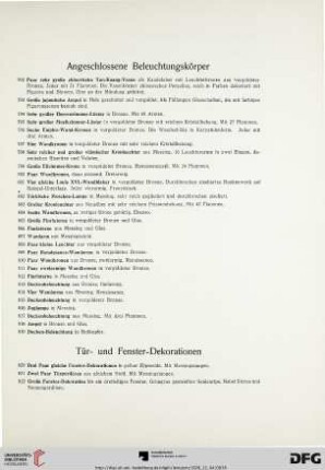 Angeschlossene Beleuchtungskörper (Nr. 792-819)