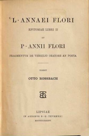 L. Annaei Flori Epitomae libri II