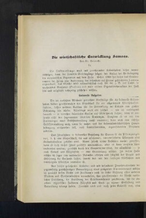 Die wirtschaftliche Entwicklung Samoas.