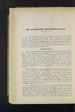 Die wirtschaftliche Entwicklung Samoas.