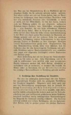 II. Vorschläge über Vorbildung der Anwärter