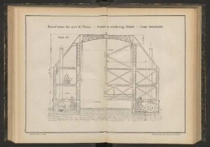 Reconstruction des quais de l'Escaut.- Pontons et échafaudage flottant.- Coupe transversale.