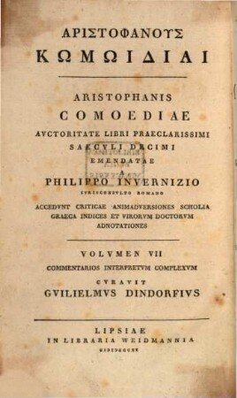 Commentarii In Aristophanis Comoedias. 5, Commentarii In Acharnenses Et Vespas