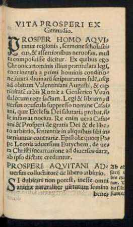 Vita Prosperi Ex Gennadio.