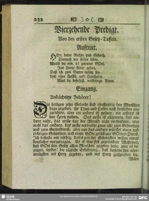 Vierzehende Predigt. Von den ersten Gesetz-Taffeln