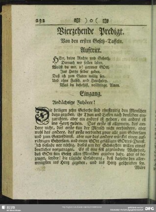 Vierzehende Predigt. Von den ersten Gesetz-Taffeln