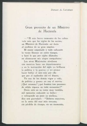 Gran proyecto de un Ministro de Hacienda