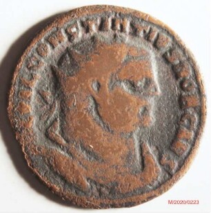 Römische Münze, Nominal Follisteilstück, Prägeherr Diocletian, Prägeort Alexandria, Original