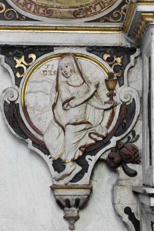 Epitaph für den Ratsmeister Paul Mues — Der Glaube als eine der drei theologischen Tugenden