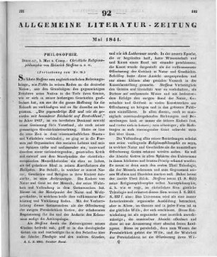 Steffens, H.: Christliche Religionsphilosophie. T. 1-2. Breslau: Max 1939 T. 1. Teleologie T. 2. Ethik (Fortsetzung von Nr. 91)