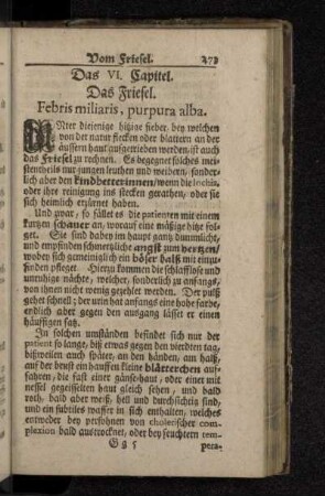 Das VI. Capitel. Das Friesel. Febris miliaris, purpura alba.