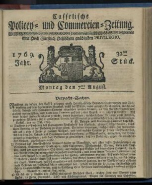 32tes Stueck, Montag den 7ten August 1769