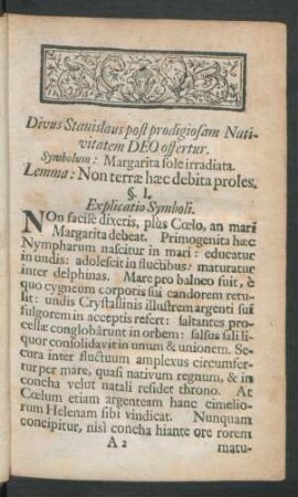 Divus Stanislaus post prodigiosam Nativitatem DEO offertur