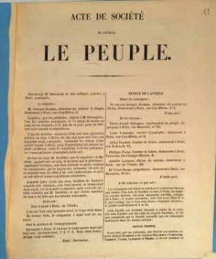 Acte de société du journal le peuple