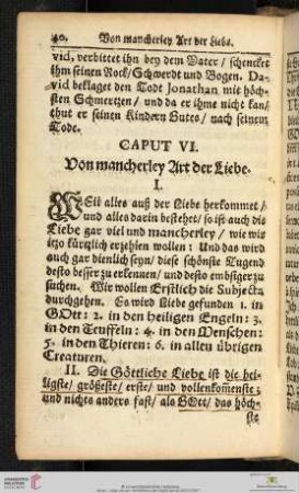 Caput VI:Von mancherley Art der Liebe