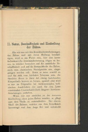 II. Natur, Beschaffenheit und Eintheilung der Zähne.